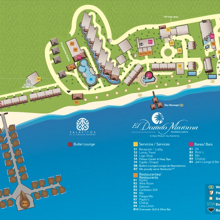 Resort map of El dorado Maroma