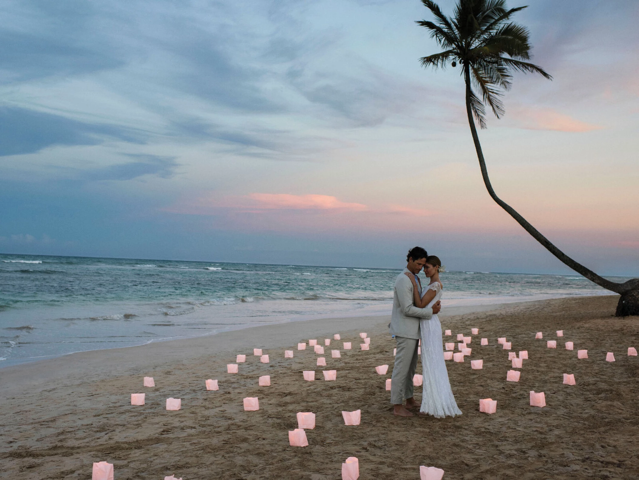 Wedding couple in the beach at Excellence El Carmen Dominic Republic