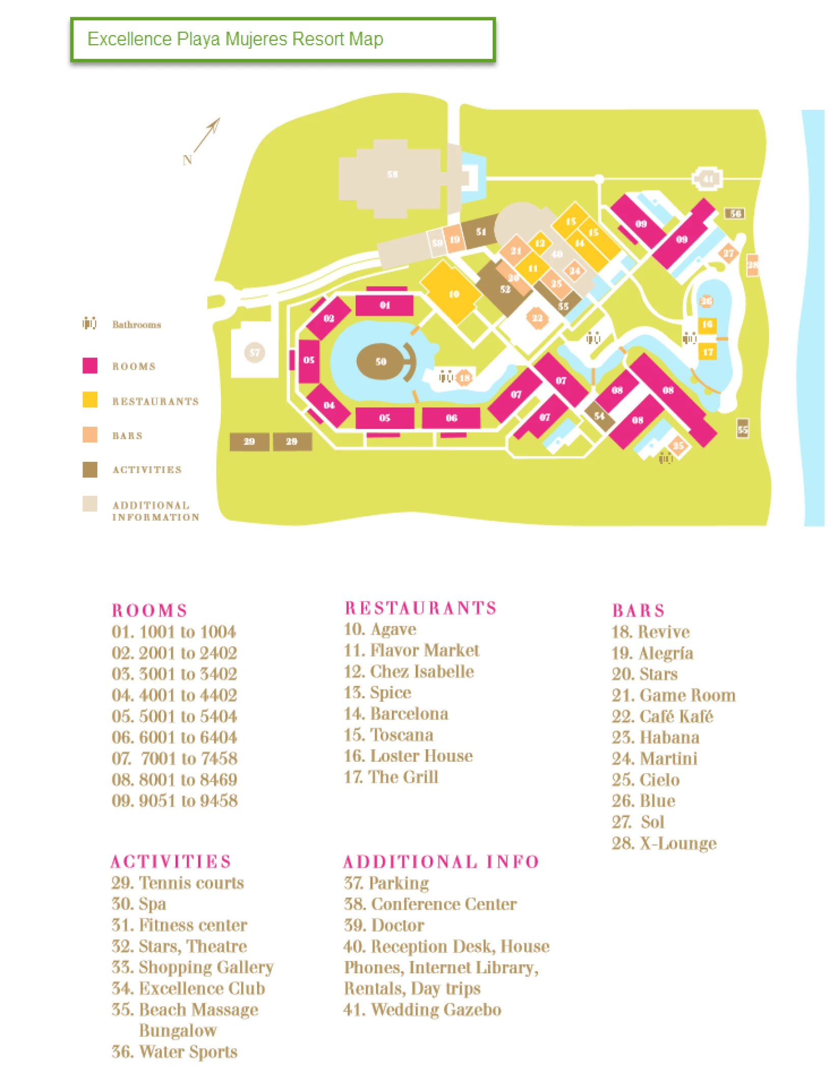 Resort map of Excellence Playa Mujeres