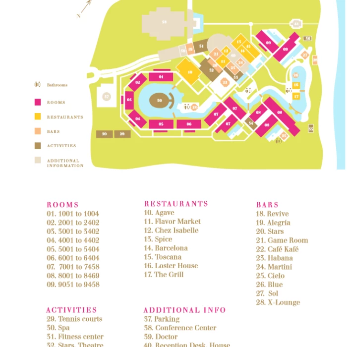 Resort map of Excellence Playa Mujeres