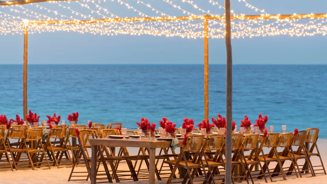 Dinner reception in beach venue at Finest Playa Mujeres