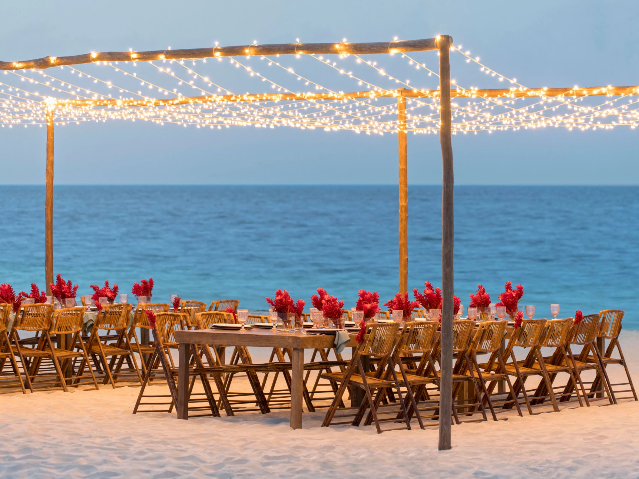 Dinner reception in beach venue at Finest Playa Mujeres