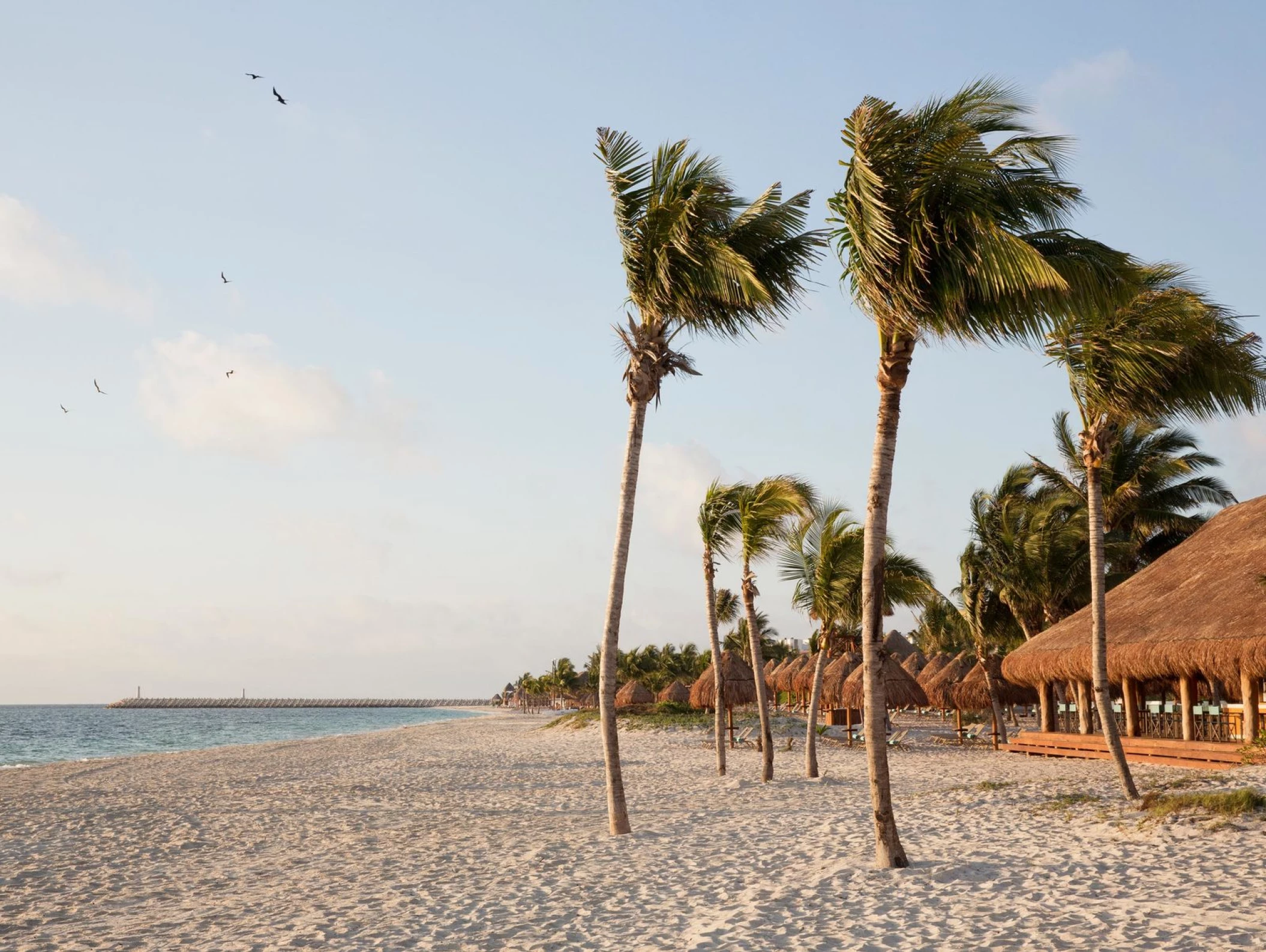 Finest Playa Mujeres beach with pier in distance