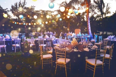 The Fives Beach Hotel & Residences garden wedding reception area