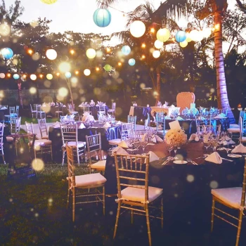 The Fives Beach Hotel & Residences garden wedding reception area