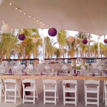 The Fives Beach Hotel & Residences beachfront wedding reception area