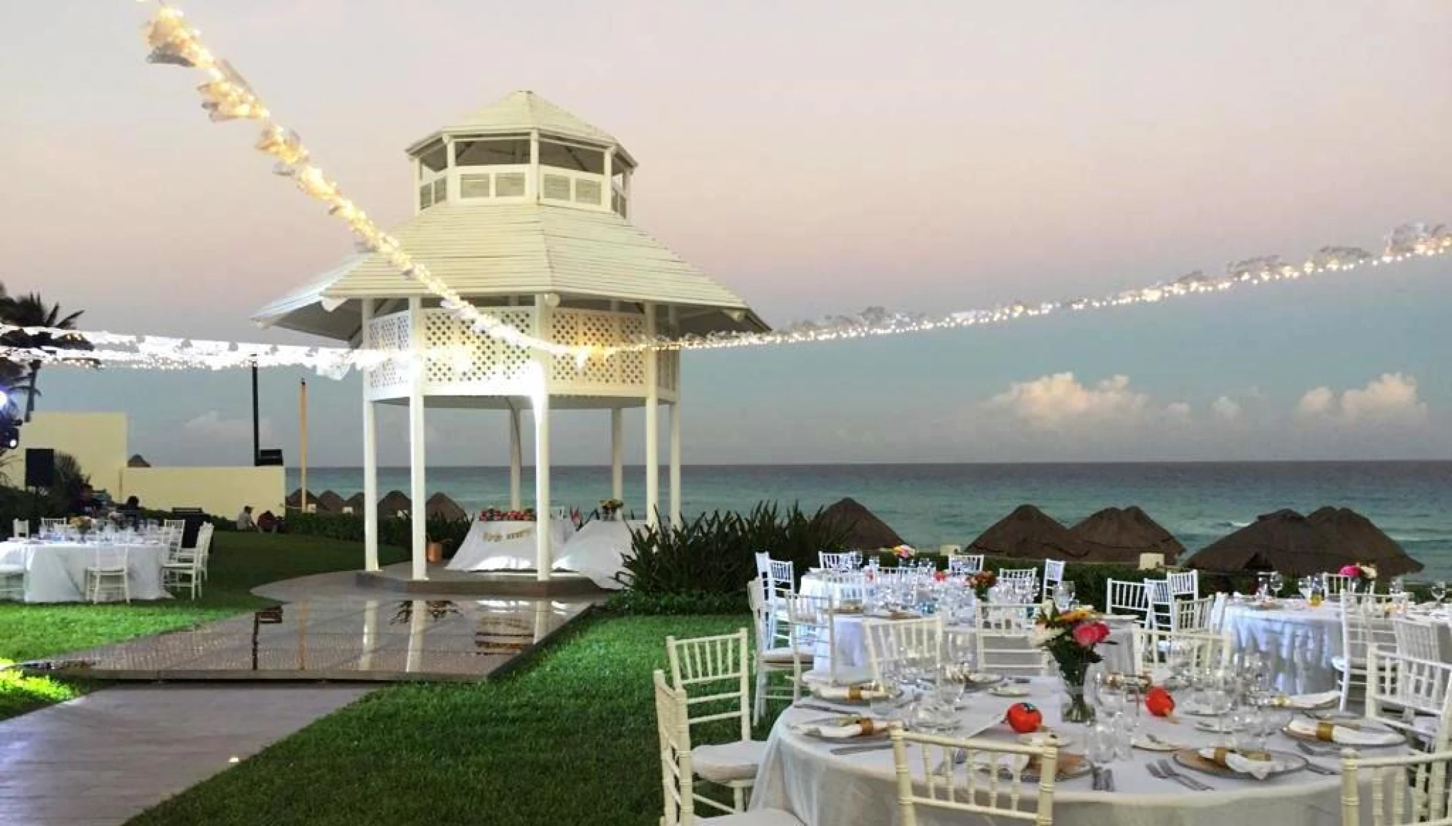 Dinner reception decor on Garden Gazebo at Paradisus Cancun