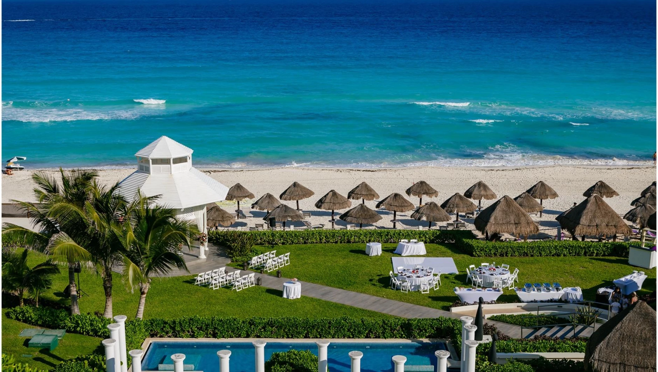 Dinner reception decor on Garden Gazebo at Paradisus Cancun