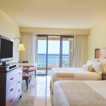 Oceanview suite double bed at Grand Fiesta Americana Los Cabos All inclusive Golf and Spa