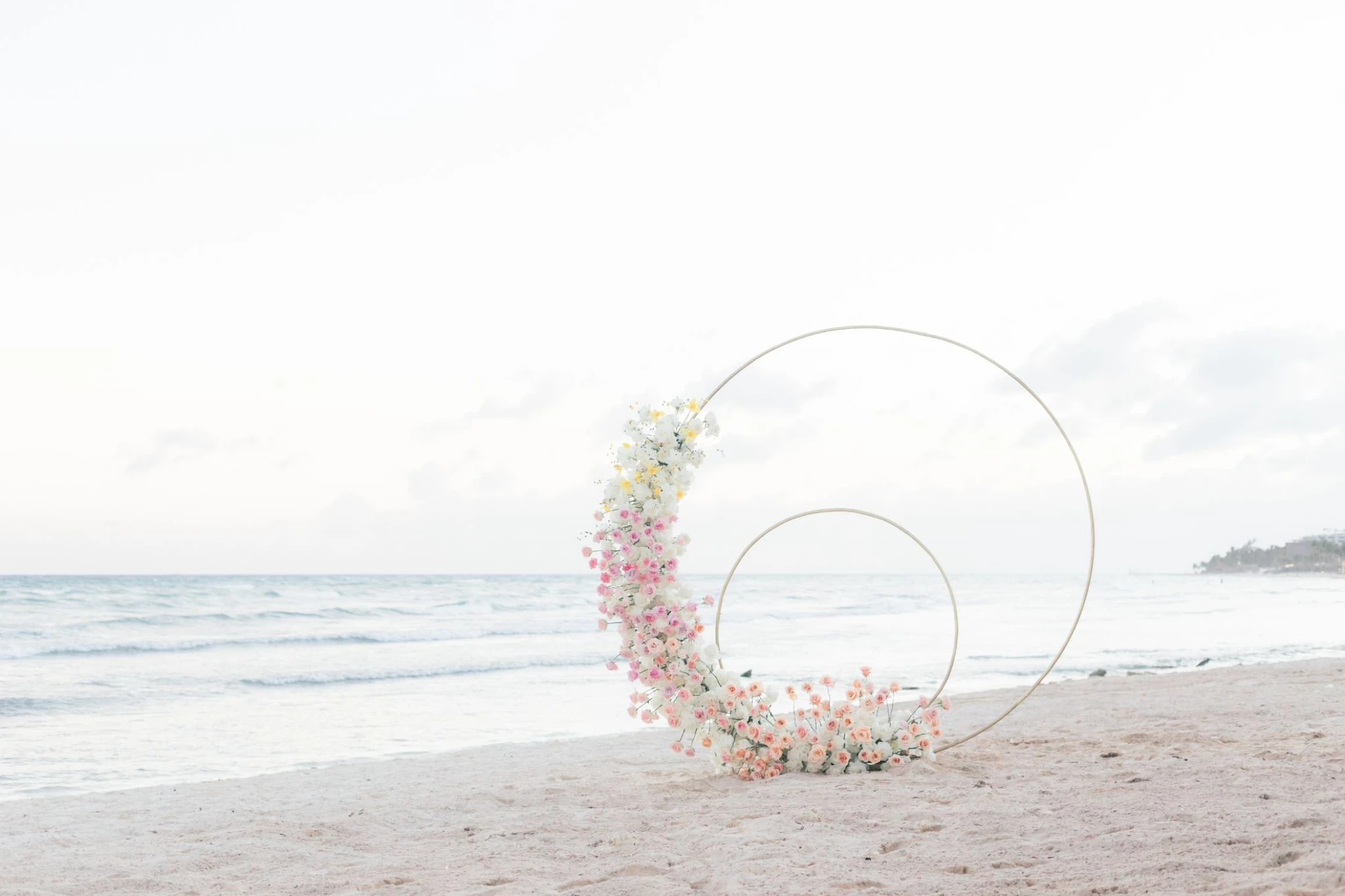 Ceremony decor in Grand Class Beach venue at Grand Velas