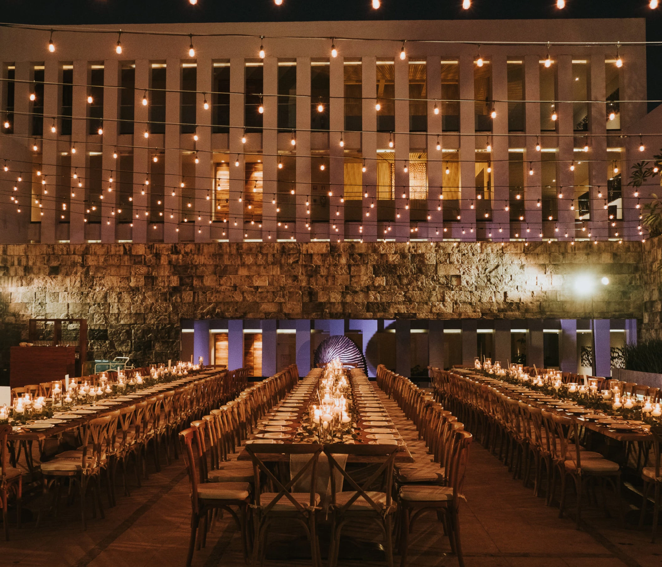 Dinner reception on the citrus patio at Grand Hyatt Playa del Carmen