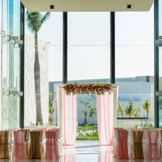 Ceremony decor on Glass room at Grand Palladium Costa Mujeres