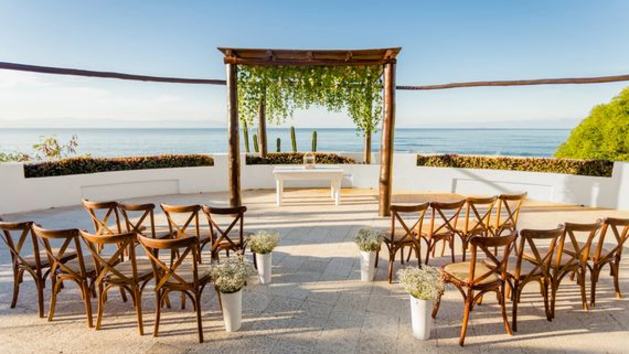 Ceremony decor on Bougainvillea terrace at Grand Palladium Vallarta Resort and Spa