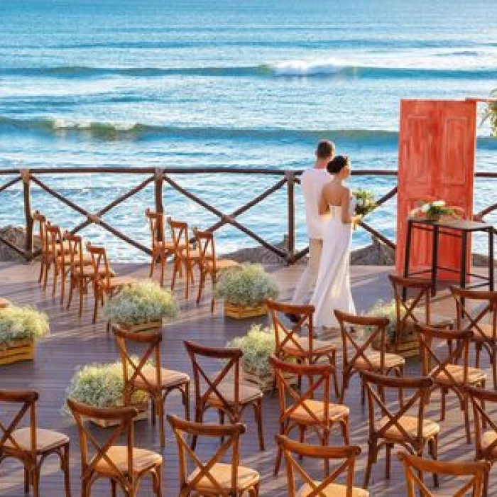 Ceremony decor on the ocean terrace at Grand Palladium Vallarta Resort and Spa