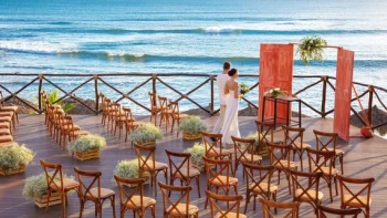 Ceremony decor on the ocean terrace at Grand Palladium Vallarta Resort and Spa