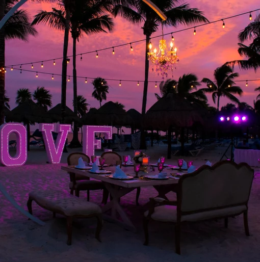 Grand Riviera Princess beach wedding reception