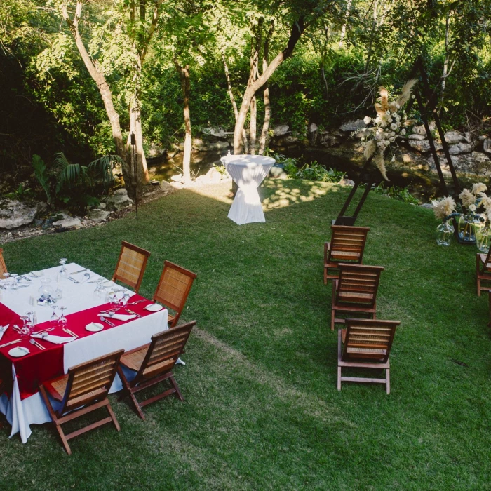 Ceremony and dinner reception in Chaka Garden venue at Grand Velas