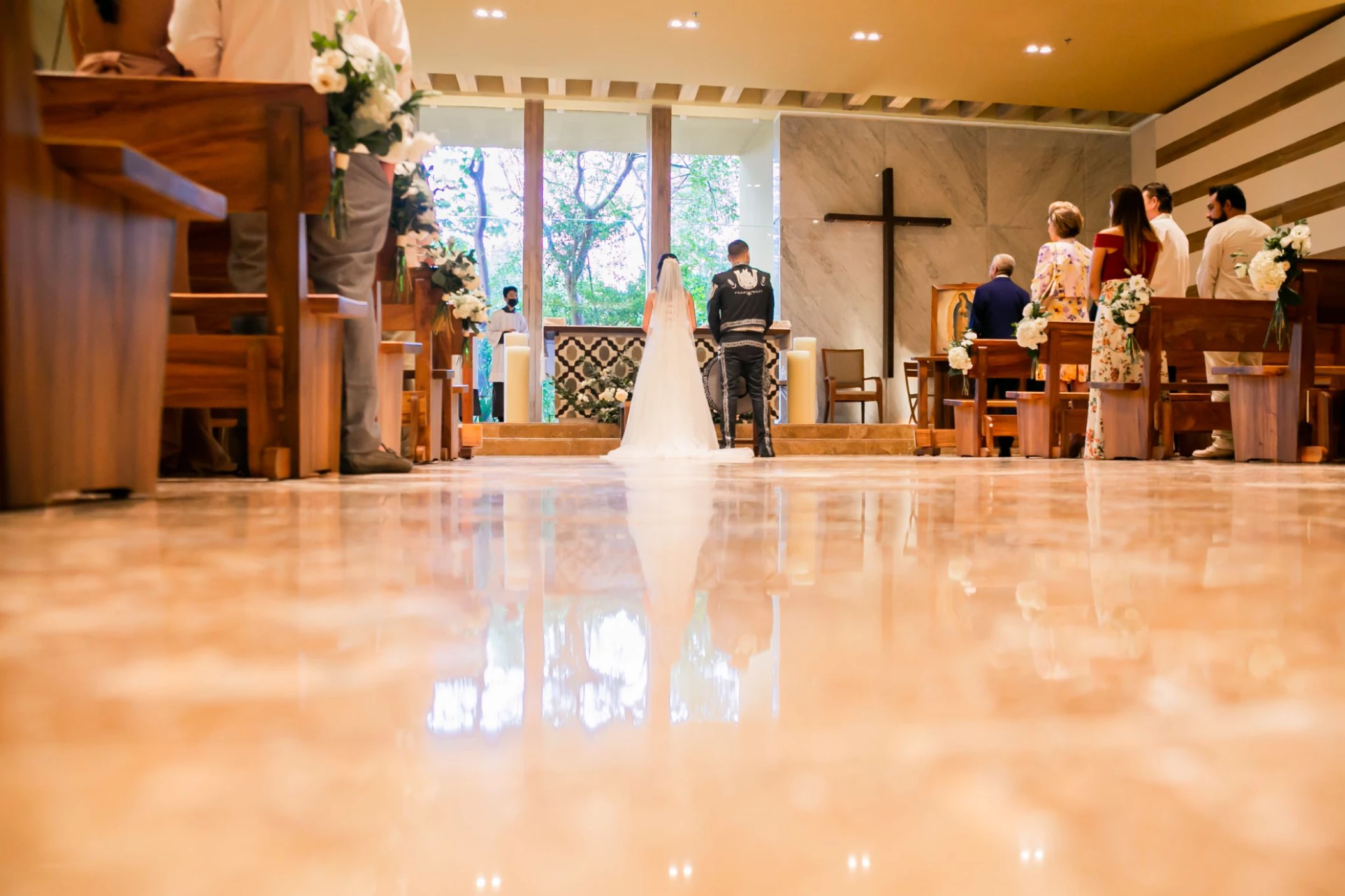 Catholic ceremony in Virgen de Guadalupe Chapel at Grand Velas