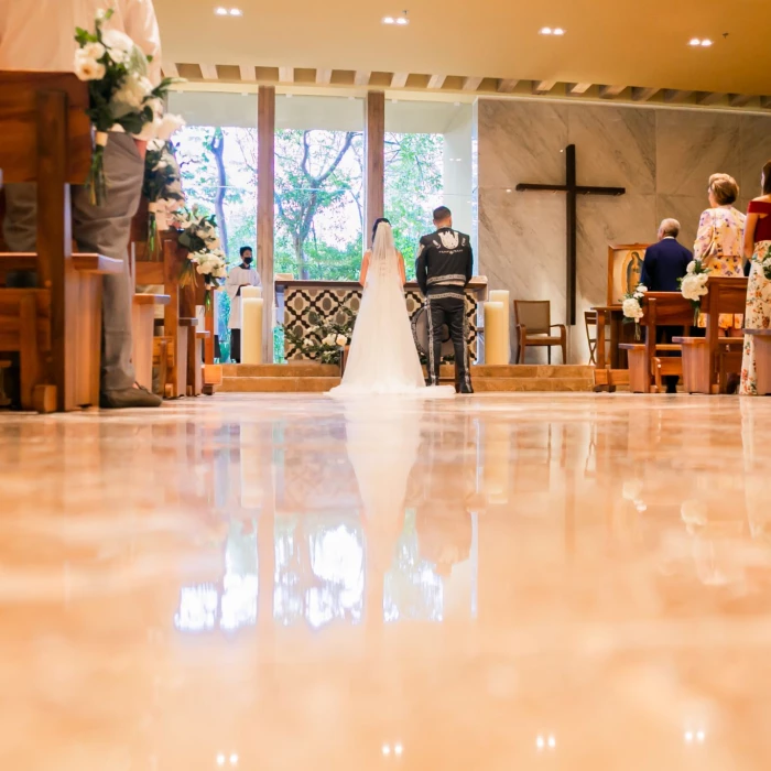 Catholic ceremony in Virgen de Guadalupe Chapel at Grand Velas