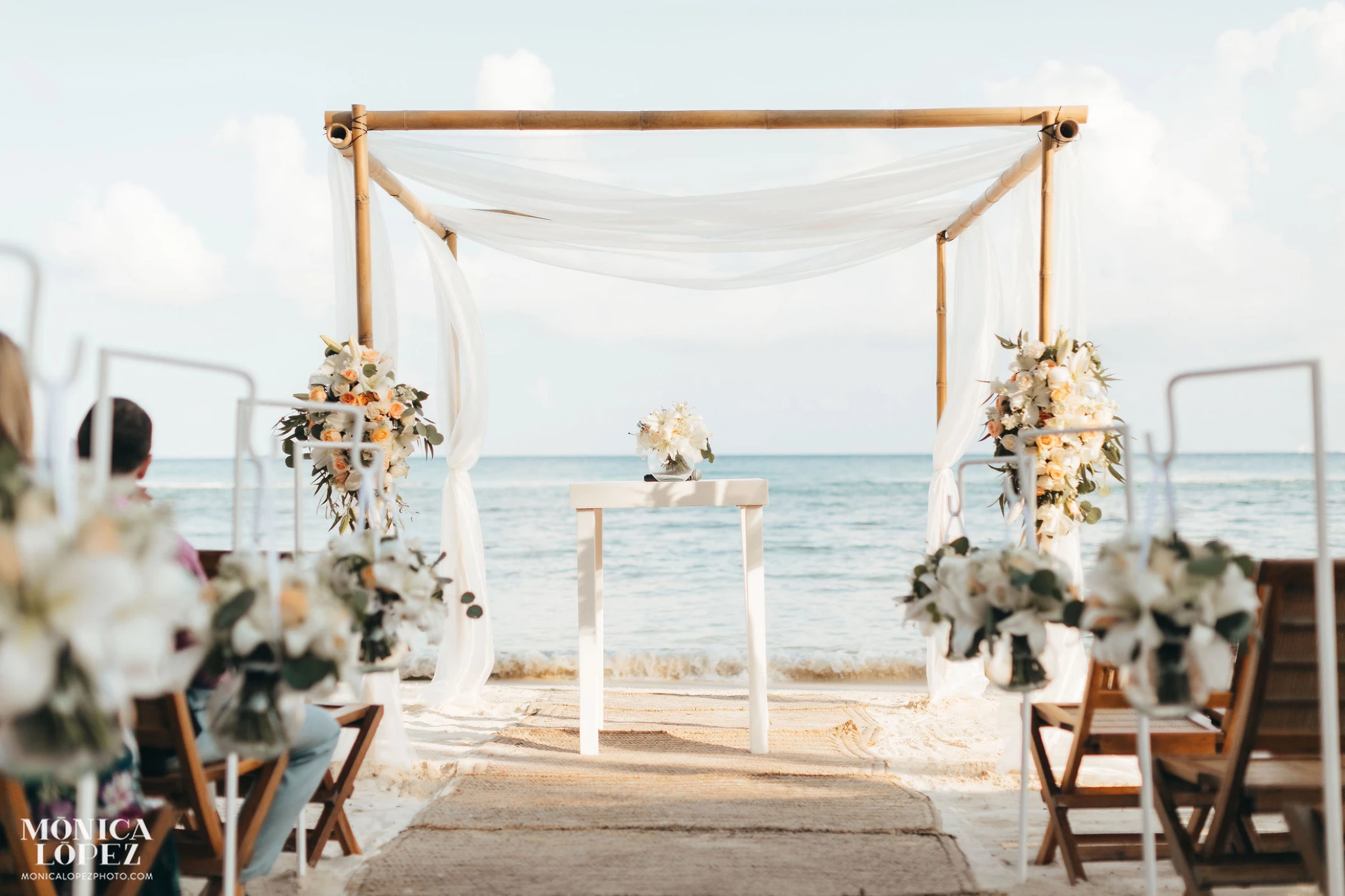 Ceremony decor in Grand Class Beach venue at Grand Velas