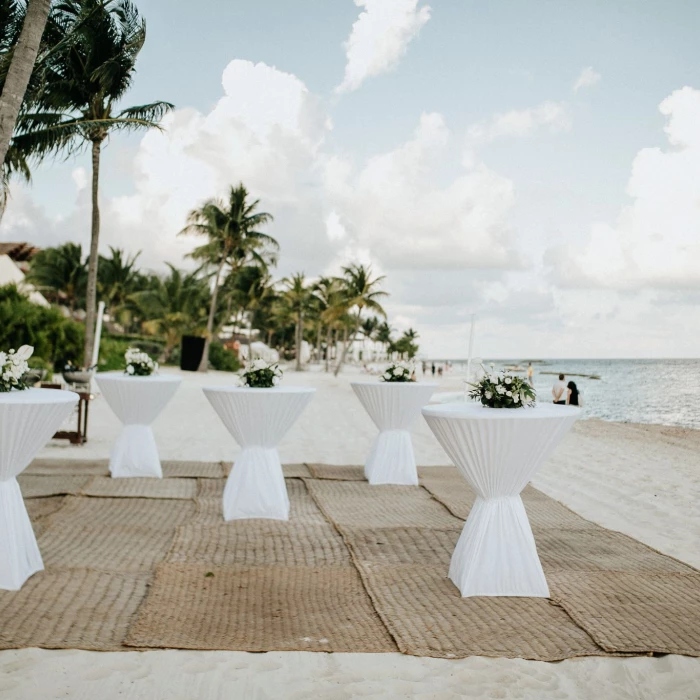 Ceremony decor in Grand Class Beach venue at Grand Velas