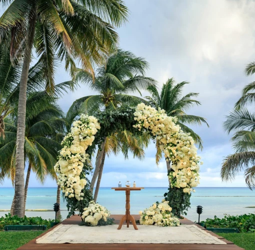Ceremony decor in Grand Class Deck Venue at Grand Velas