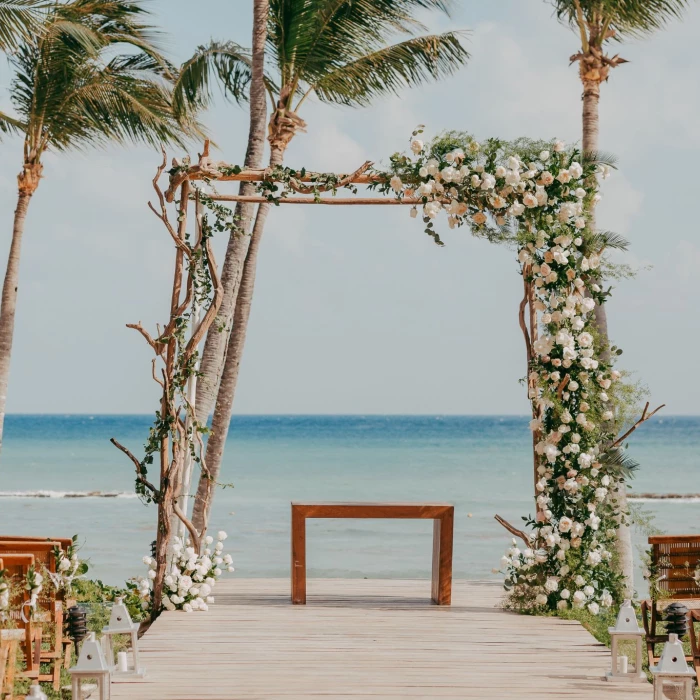 Ceremony decor in Grand Class Deck Venue at Grand Velas