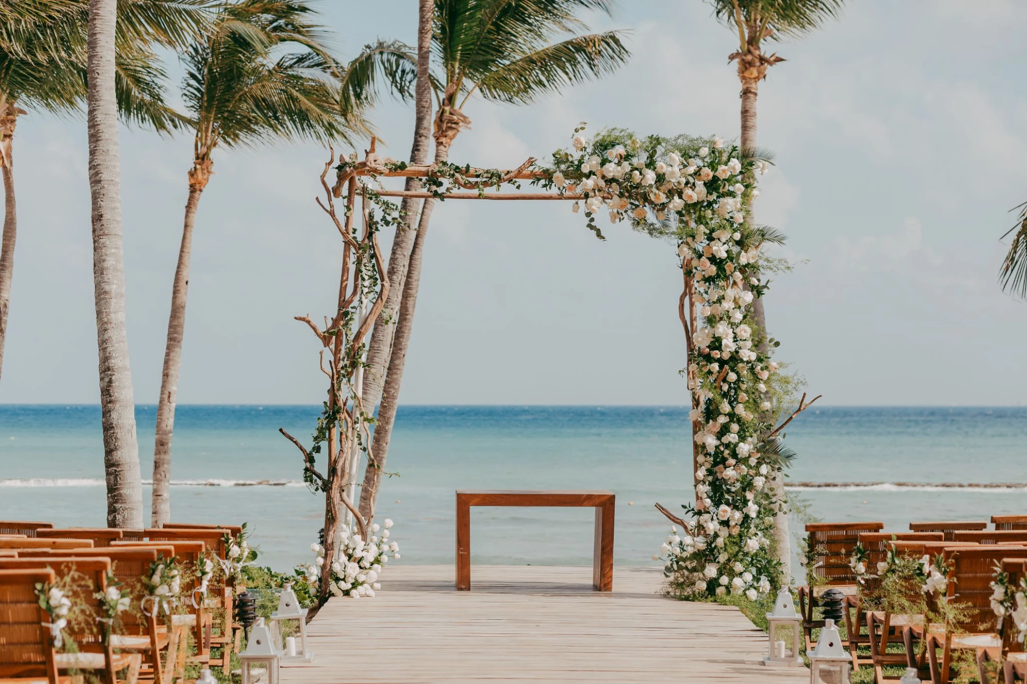 Ceremony decor in Grand Class Deck Venue at Grand Velas