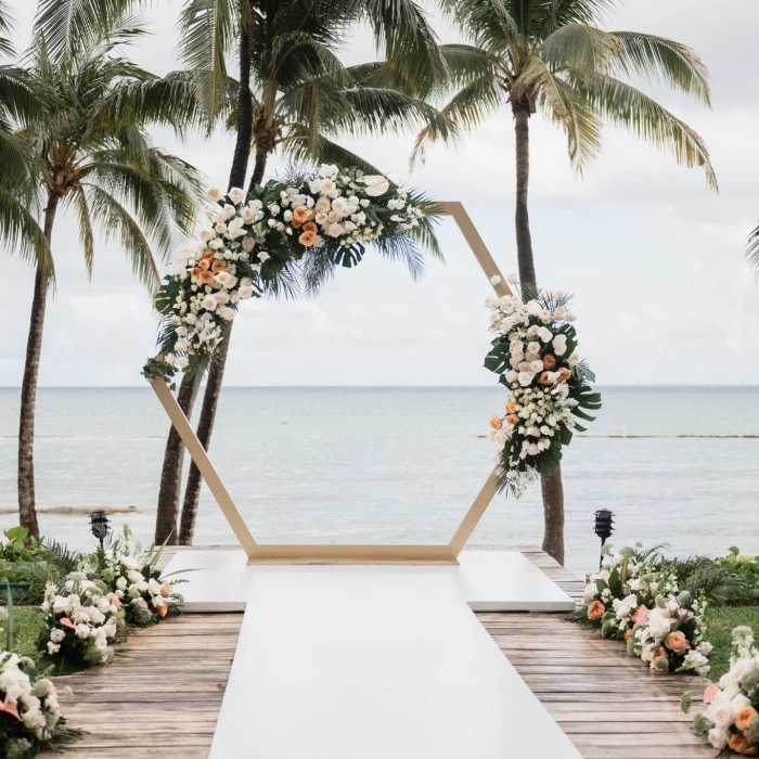 Ceremony decor in Grand Class Deck Venue at Grand Velas