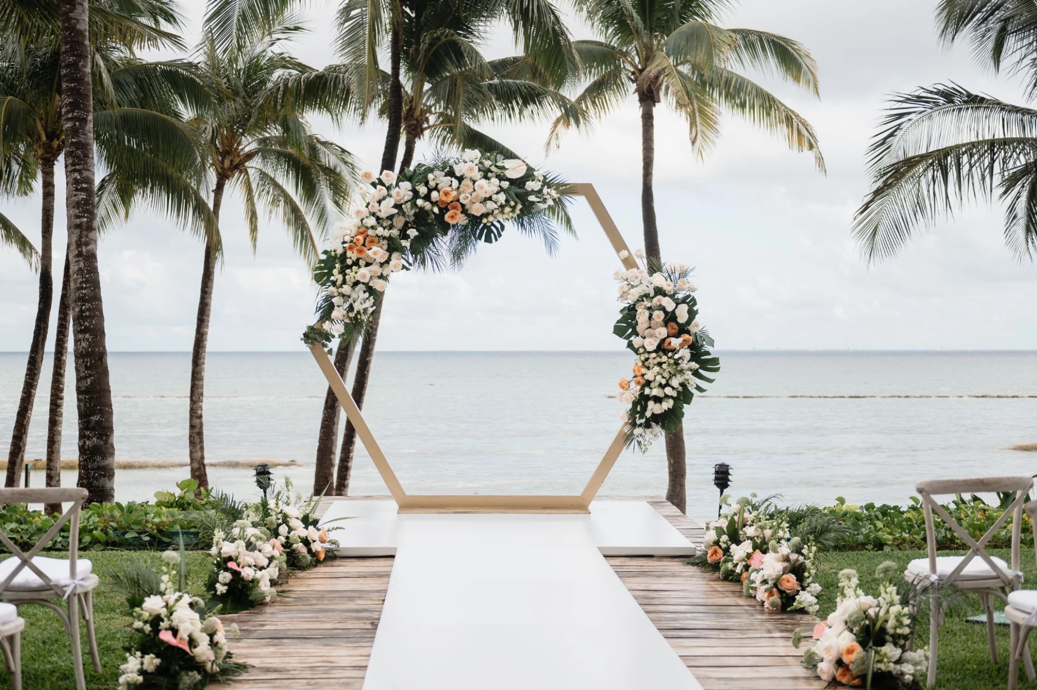 Ceremony decor in Grand Class Deck Venue at Grand Velas