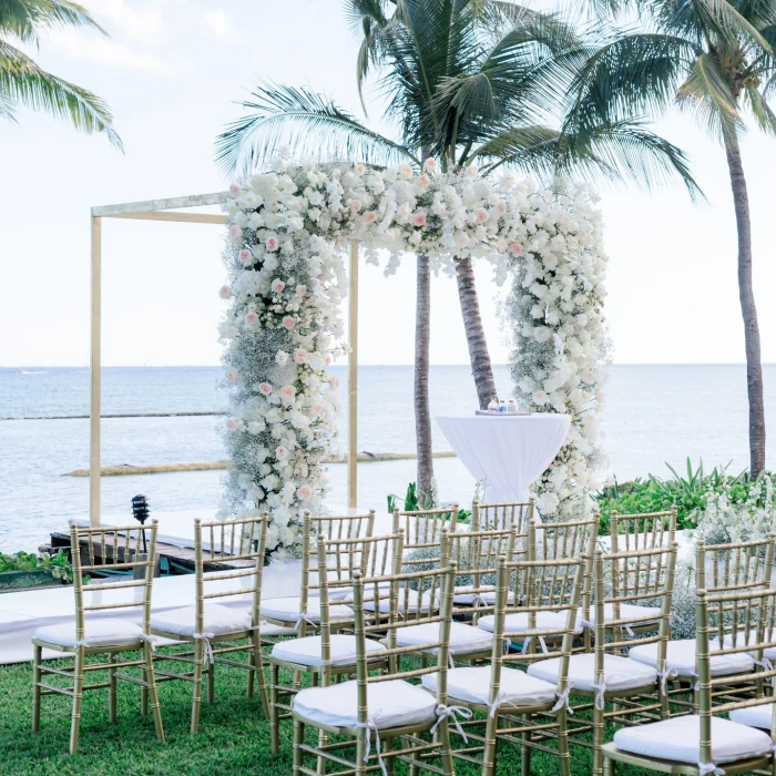 Ceremony decor in Grand Class Deck Venue at Grand Velas