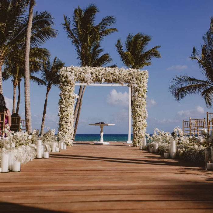 Ceremony decor in Grand Class Deck Venue at Grand Velas