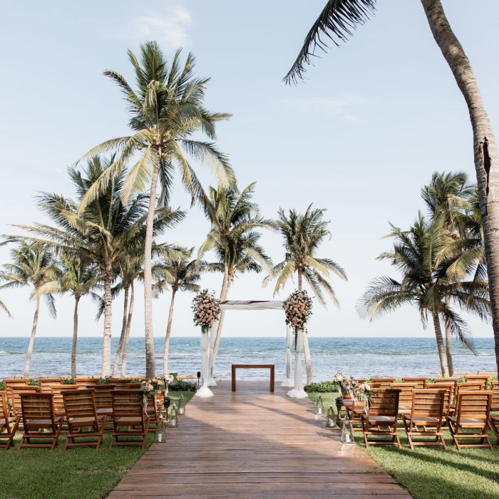 Ceremony decor in Grand Class Deck Venue at Grand Velas