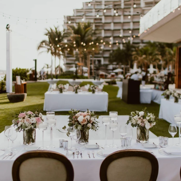 Dinner reception on the azul garden at grand velas los cabos