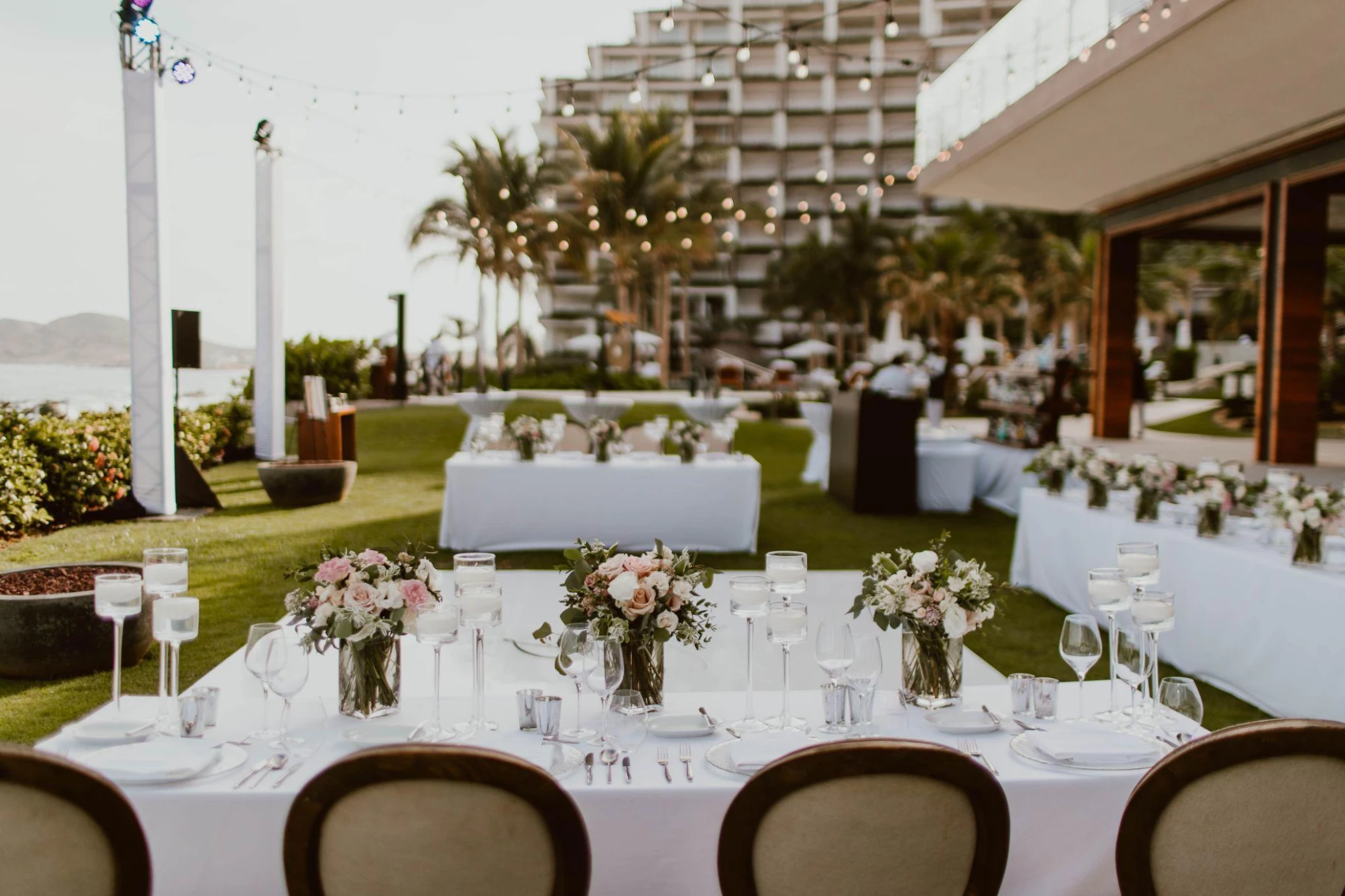 Dinner reception on the azul garden at grand velas los cabos