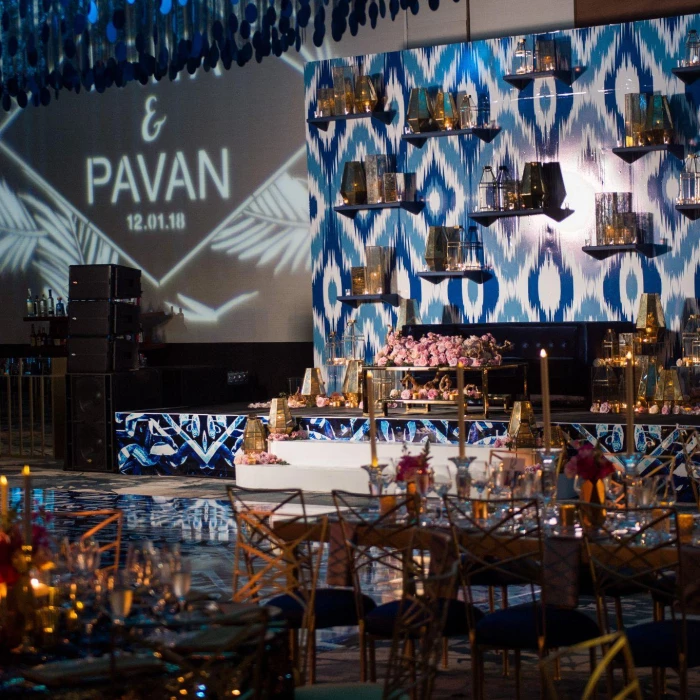 Wedding decoration on the ballroom at Grand Velas Los Cabos Resort