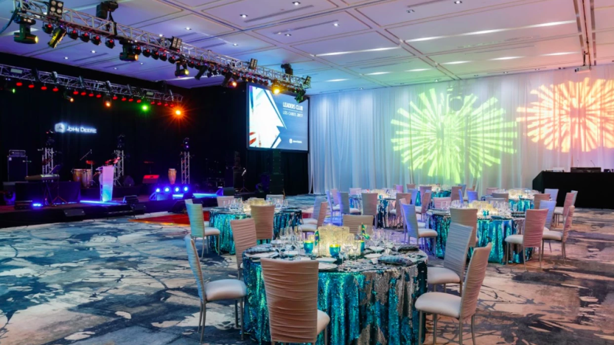 Dinner reception decor on the grand velas ballroom at grand velas los cabos