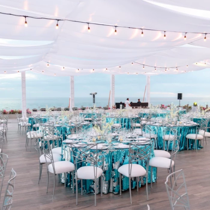 Dinner reception on the terraza del mar at grand velas los cabos