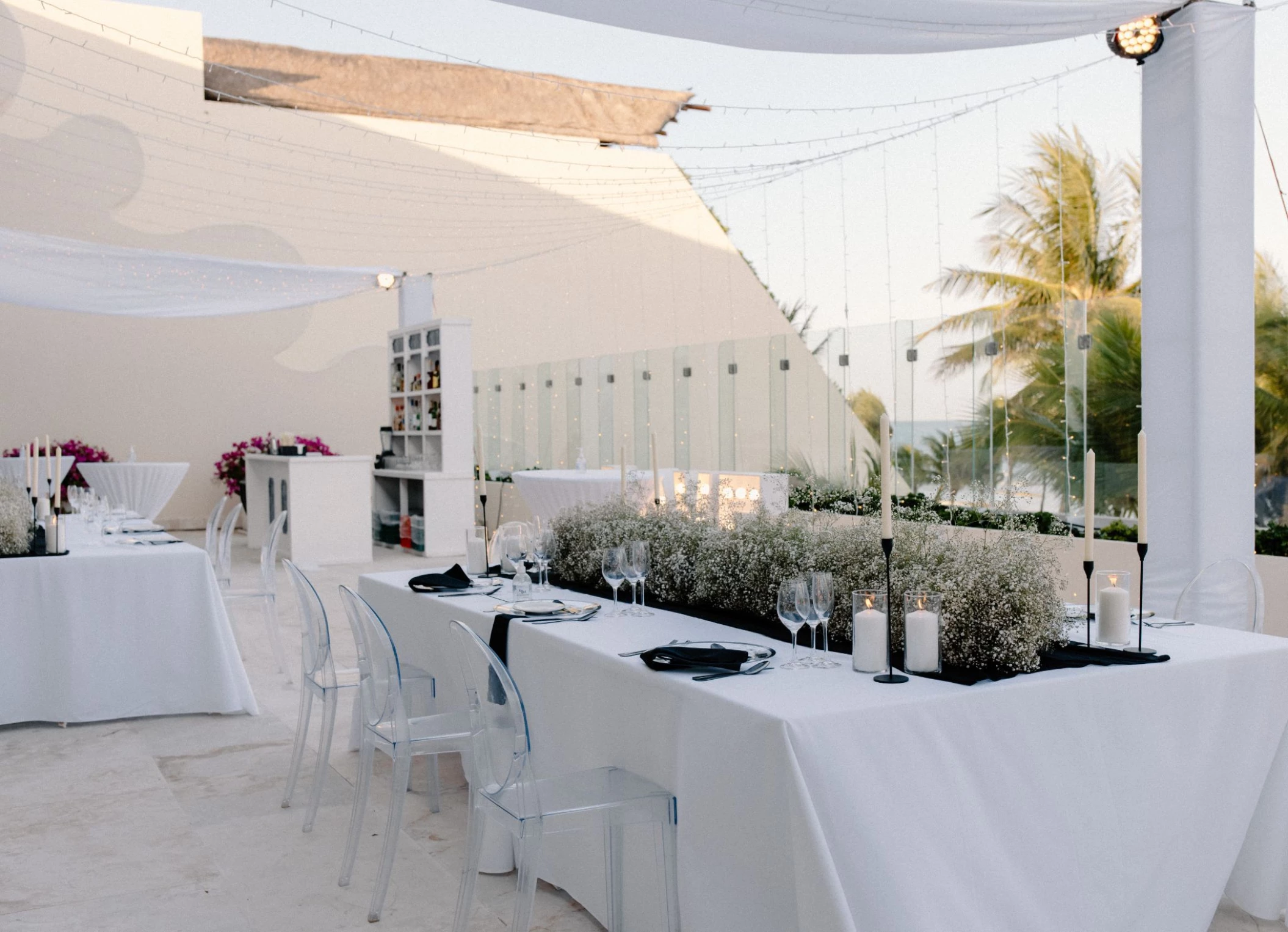 Dinner reception in Ocean Terrace venue at Grand Velas
