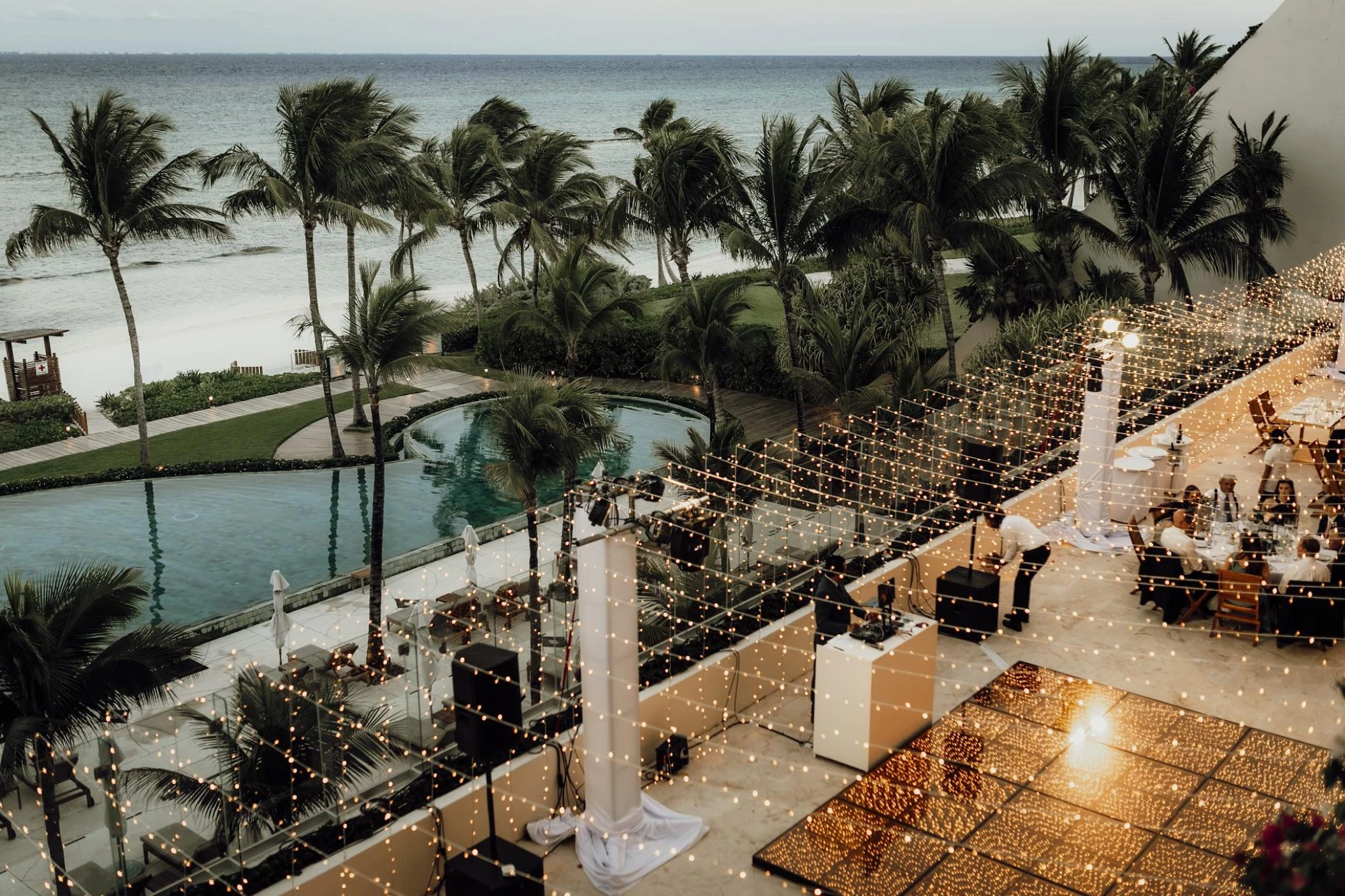 Dinner reception in Ocean Terrace venue at Grand Velas