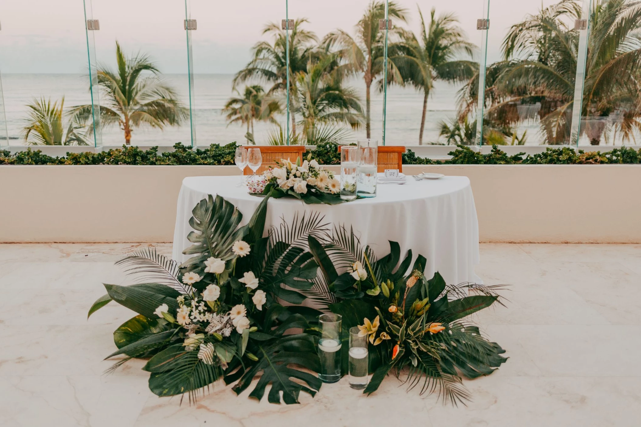 Dinner reception in Ocean Terrace venue at Grand Velas