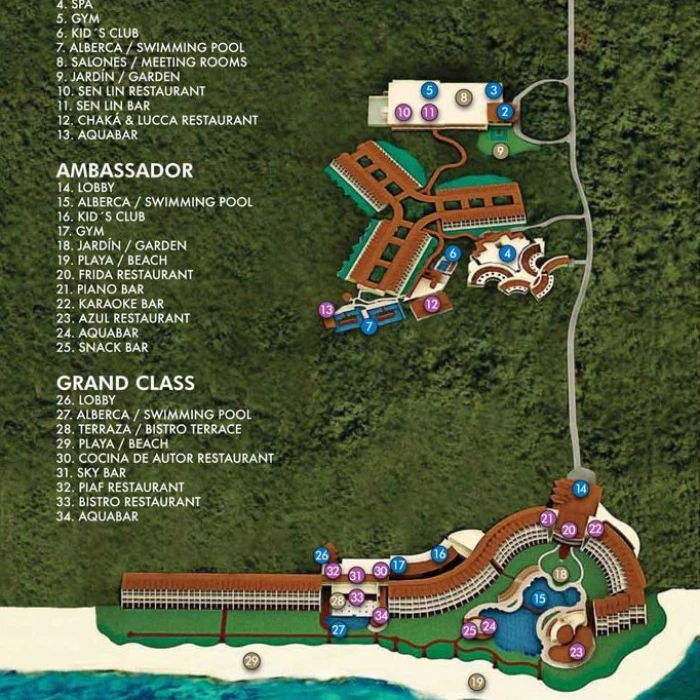 Resort map of Grand Velas Riviera Maya