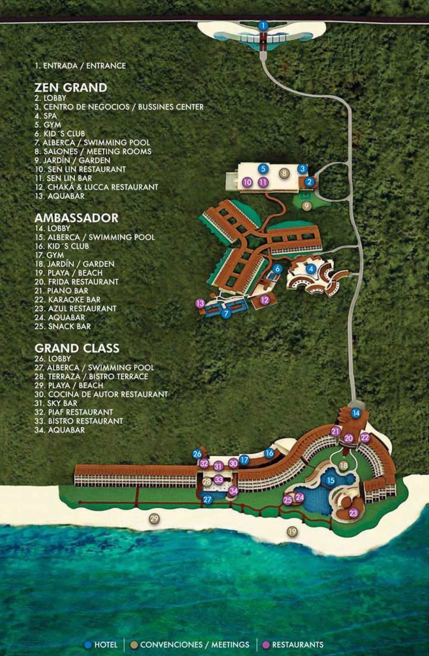 Resort map of Grand Velas Riviera Maya