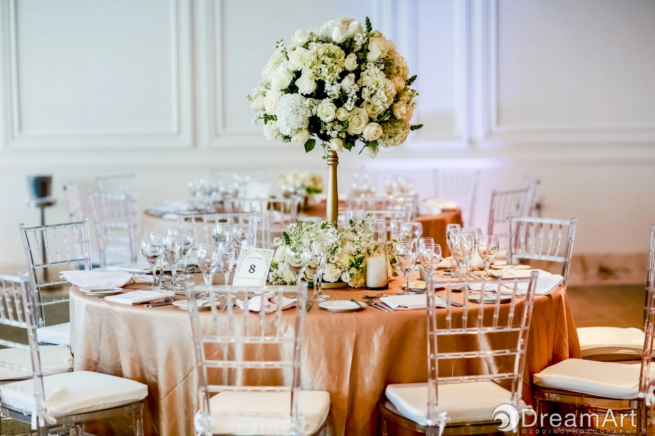 Dinner reception in White Foyer Venue at Grand Velas