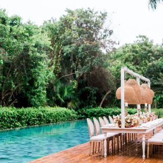 Private dinner reception in Zen Pool Terrace Venue at Grand Velas