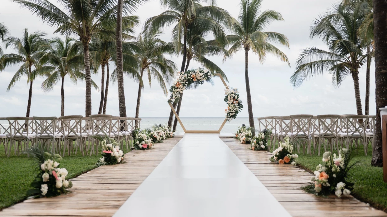 Grand velas ceremony decor, beach venue