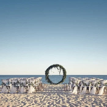 ceremony decor on beach venue at Hacienda Del Mar Los Cabos Resort, Villas & Golf