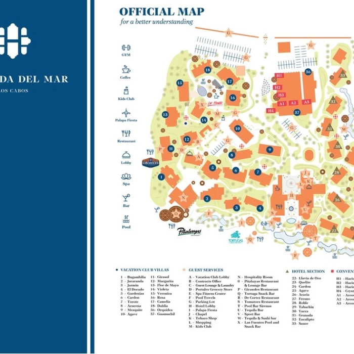 Resort map of Hacienda del Mar Los Cabos