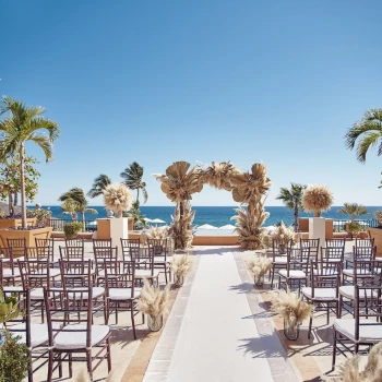 Ceremony decor on plazuela venue at Hacienda Del Mar Los Cabos Resort, Villas & Golf
