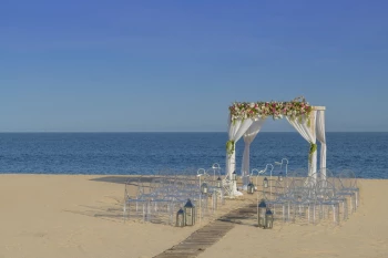 Ceremony decor on beach venue at Hacienda Del Mar Los Cabos Resort, Villas & Golf